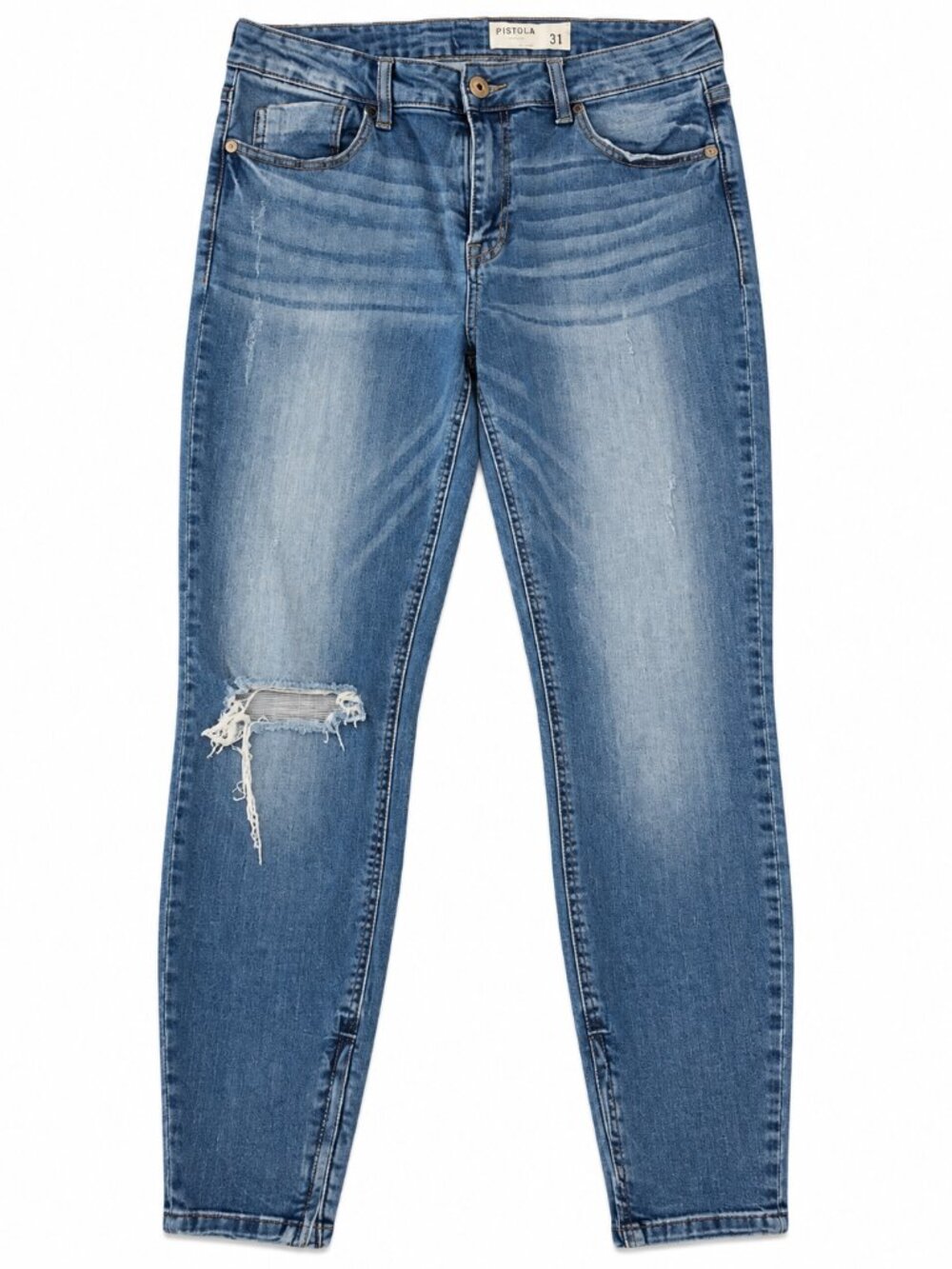Pistola Distressed Skinny Jeans Sz 31 | Ankle Zip | Edgy Casual Stretch